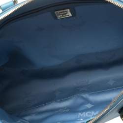 Pre Owned MCM Blue Leather Studded Zip Tote