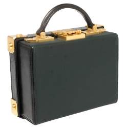 Pre Owned MCM Dark Green/Black Visetos Coated Canvas and Leather Berlin Series Box Bag