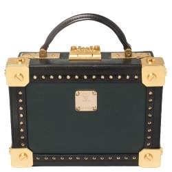 Pre Owned MCM Dark Green/Black Visetos Coated Canvas and Leather Berlin Series Box Bag