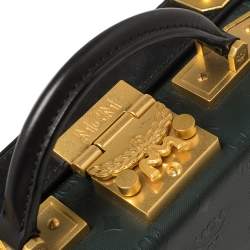 Pre Owned MCM Dark Green/Black Visetos Coated Canvas and Leather Berlin Series Box Bag