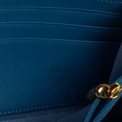 Pre Owned MCM Cornflower Blue Leather Zip Around Continental Wallet