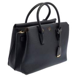 Pre Owned MCM Dark Grey Leather Medium Milla Tote