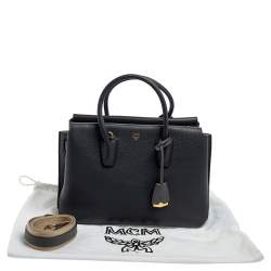 Pre Owned MCM Dark Grey Leather Medium Milla Tote