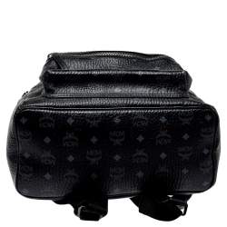 MCM Black Visetos Coated Canvas Medium Studs Stark Backpack