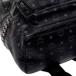 MCM Black Visetos Coated Canvas Medium Studs Stark Backpack