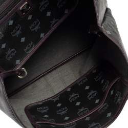 Pre Owned MCM Black Visetos Coated Canvas and Leather Medium Princess Lion Shopper Tote