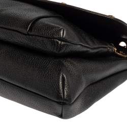 Pre Owned MCM Black Leather Studded Flap Shoulder Bag