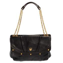 MCM, Bags, Sold Vintage Mcm Black Leather Crossbody Bag