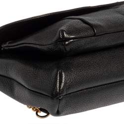 Pre Owned MCM Black Leather Studded Flap Shoulder Bag