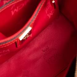 Pre Owned MCM Orange Heritage Patent Leather Small Boston Bag