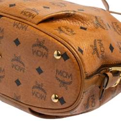 Pre Owned MCM Cognac Visetos Coated Canvas and Leather Shoulder Bag