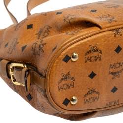 Pre Owned MCM Cognac Visetos Coated Canvas and Leather Shoulder Bag