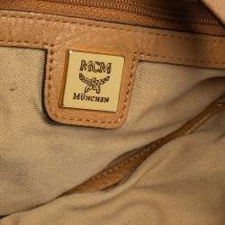 Pre Owned MCM Cognac Visetos Coated Canvas and Leather Shoulder Bag