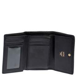 MCM Black Leather Studded Three Fold Wallet