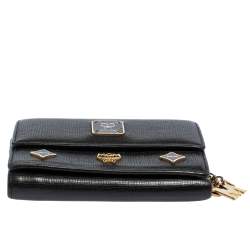 MCM Black Leather Studded Three Fold Wallet