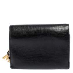 MCM Black Leather Studded Three Fold Wallet