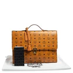 MCM Cognac Visetos Coated Canvas Heritage Briefcase