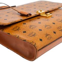 MCM Cognac Visetos Coated Canvas Heritage Briefcase