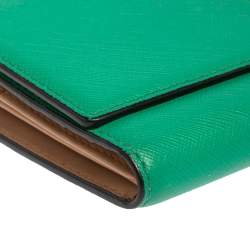 Pre Owned MCM Green Leather Milla Long Trifold Wallet