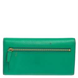 Pre Owned MCM Green Leather Milla Long Trifold Wallet