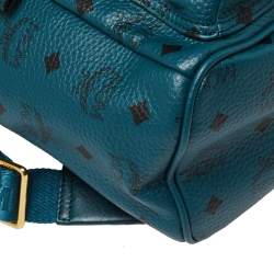 Pre Owned MCM Blue Coated Canvas and Leather Small Studs Stark Backpack