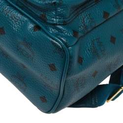 Pre Owned MCM Blue Coated Canvas and Leather Small Studs Stark Backpack