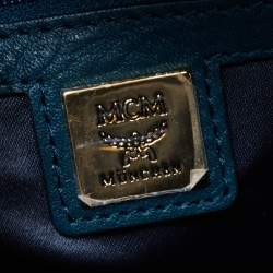 Pre Owned MCM Blue Coated Canvas and Leather Small Studs Stark Backpack
