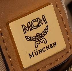 MCM Cognac Visetos Coated Canvas and Leather Shopper Tote