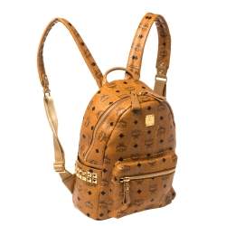 Pre Owned MCM Cognac Visetos Coated Canvas Small Studs Stark Backpack