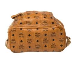 Pre Owned MCM Cognac Visetos Coated Canvas Small Studs Stark Backpack