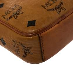 Pre Owned MCM Cognac Visetos Coated Canvas Small Crossbody Bag