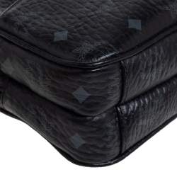 Pre Owned MCM Black Visetos Coated Canvas Double Zip Camera Crossbody Bag