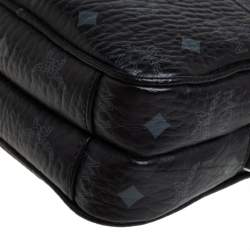 Pre Owned MCM Black Visetos Coated Canvas Double Zip Camera Crossbody Bag