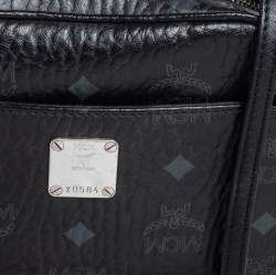 Pre Owned MCM Black Visetos Coated Canvas Double Zip Camera Crossbody Bag