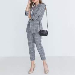 Pre Owned MCM Black Visetos Coated Canvas Double Zip Camera Crossbody Bag