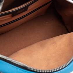 Pre Owned MCM Sky Blue Visestos Faux Leather and Leather Stardust Backpack