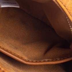 Pre Owned MCM Cognac Visetos Coated Canvas Heritage Tambourine Shoulder Bag
