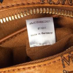 Pre Owned MCM Cognac Visetos Coated Canvas Heritage Tambourine Shoulder Bag