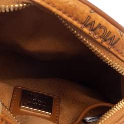 Pre Owned MCM Cognac Visetos Coated Canvas Heritage Tambourine Shoulder Bag