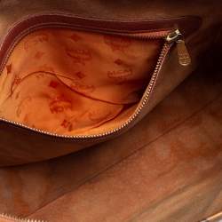 Pre Owned MCM Cognac Visetos Coated Canvas Heritage Top Zip Tote