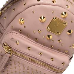 Pre Owned MCM Baby Pink Leather X Mini Studded Stark-Bebe Boo Backpack