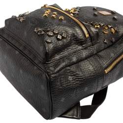 MCM Black Visetos Coated Canvas and Leather Small Studs Stark Backpack