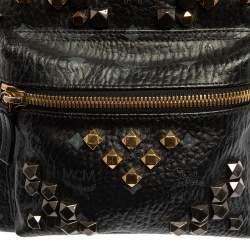 MCM Black Visetos Coated Canvas and Leather Small Studs Stark Backpack