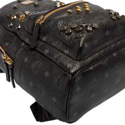 MCM Black Visetos Coated Canvas and Leather Small Studs Stark Backpack