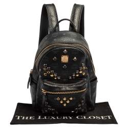 MCM Black Visetos Coated Canvas and Leather Small Studs Stark Backpack