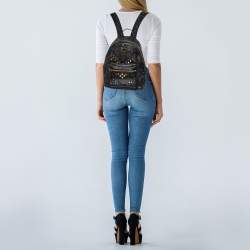 MCM Black Visetos Coated Canvas and Leather Small Studs Stark Backpack