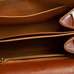 MCM Cognac Visetos Coated Canvas and Leather Heritage Top Handle Bag