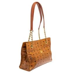 Pre Owned حقيبة يد ام سي ام جلد وكانفاس فيستوس كونياك بسلسلة 