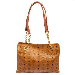 Pre Owned حقيبة يد ام سي ام جلد وكانفاس فيستوس كونياك بسلسلة 