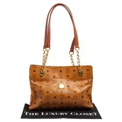 Pre Owned حقيبة يد ام سي ام جلد وكانفاس فيستوس كونياك بسلسلة 